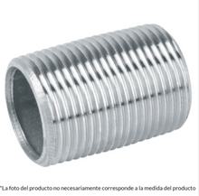 Cargar imagen en el visor de la galería, NIPLE ACERO, GALVANIZADO, CUERDA CORRIDA, 1/2'' CEDULA 40 47536 *