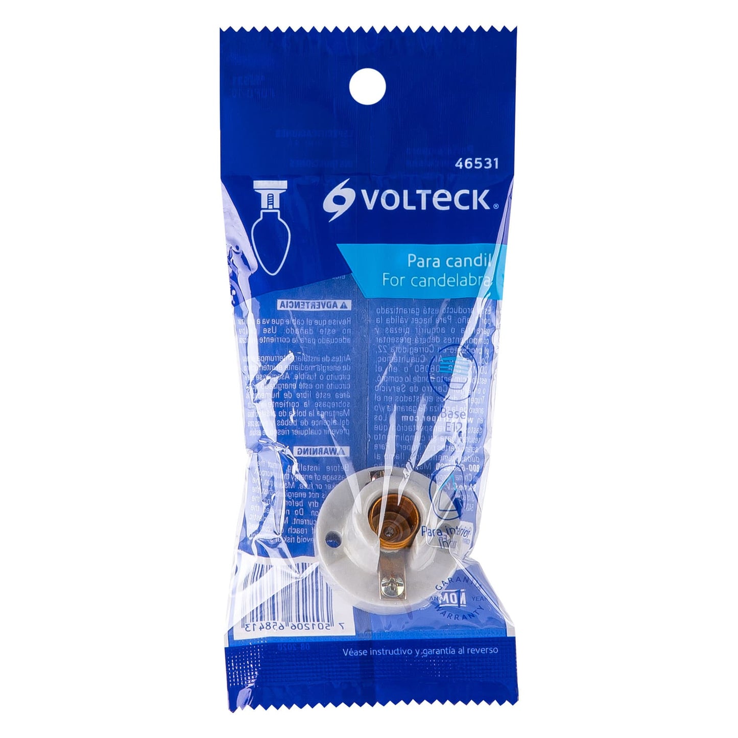 PORTALAMPARA DE PORCELANA PARA CANDIL, VOLTECK