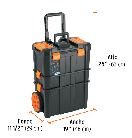 CAJA PARA HERRAMIENTAS 19'' X 3'' 3 EN 1 DESMONTABLE CON RUEDAS 102644 *