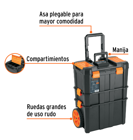 CAJA PARA HERRAMIENTAS 19'' X 3'' 3 EN 1 DESMONTABLE CON RUEDAS 102644 *