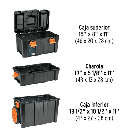 CAJA PARA HERRAMIENTAS 19'' X 3'' 3 EN 1 DESMONTABLE CON RUEDAS 102644 *