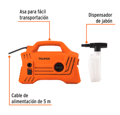 HIDROLAVADORA ELECTRICA COMPACTA 1600 PSI, TRUPER 102795 *