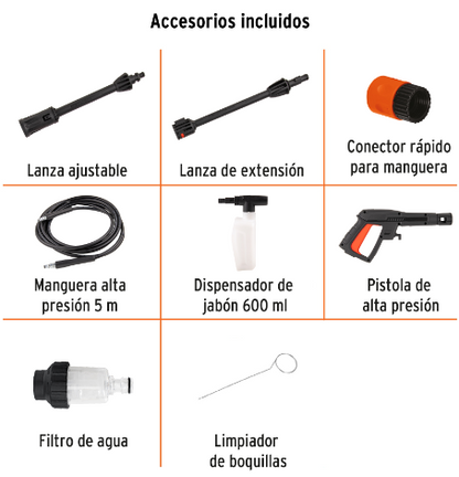 HIDROLAVADORA ELECTRICA COMPACTA 1600 PSI, TRUPER 102795 *