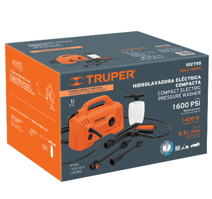 HIDROLAVADORA ELECTRICA COMPACTA 1600 PSI, TRUPER 102795 *