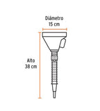EMBUDO PLÁSTICO 500ML, CUELLO FLEXIBLE CON FILTRO, TRUPER 11207 *