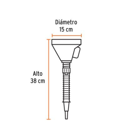 EMBUDO PLÁSTICO 500ML, CUELLO FLEXIBLE CON FILTRO, TRUPER 11207 *
