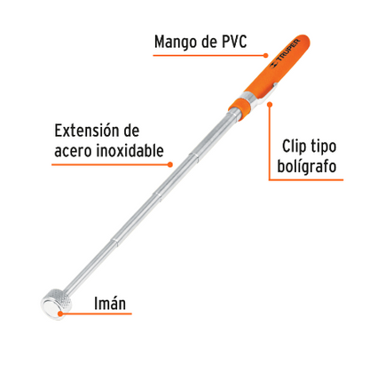IMÁN EXTENDIBLE DE ACERO INOXIDABLE, 3.6KG, TRUPER 15325 P