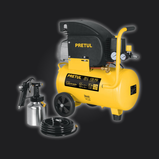KIT COMPRESOR 20L, 2-1/2 HP, MANGUERA Y PISTOLA, PRETUL 24357 *