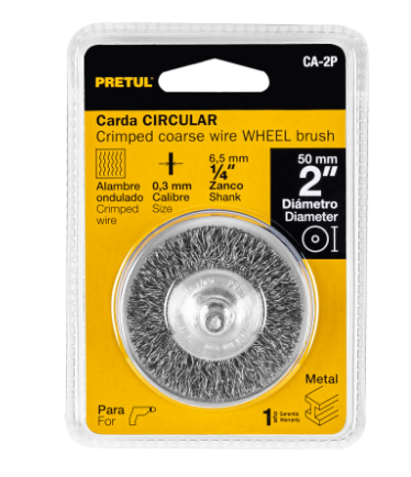 CARDA CIRCULAR 2'' ALAMBRE GRUESO PARA TALADRO, PRETUL 21002 N