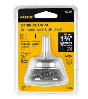 CARDA DE COPA 1-3/4'' ALAMBRE GRUESO PARA TALADRO, PRETUL 21004 P