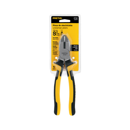 PINZA P/ELECTRICISTA 8" USO RUDO, COMFORT GRIP, PRETUL 27154 P