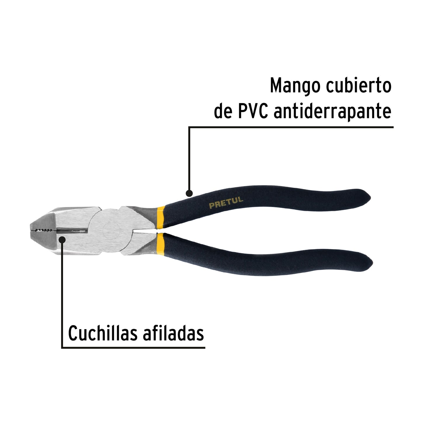 PINZA PARA ELECTRICISTA 8" USO RUDO, MANGO PVC 22606 *