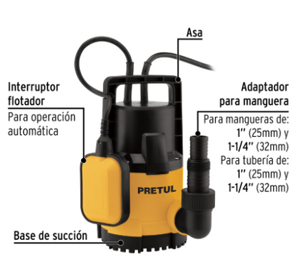 BOMBA SUMERGIBLE PLÀSTICA 3/4 HP PARA AGUA LIMPIA 27196 *