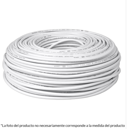 ROLLO DE 100 METROS DE CABLE THW CCA 12 AWG BLANCA, BASIC 40212 *