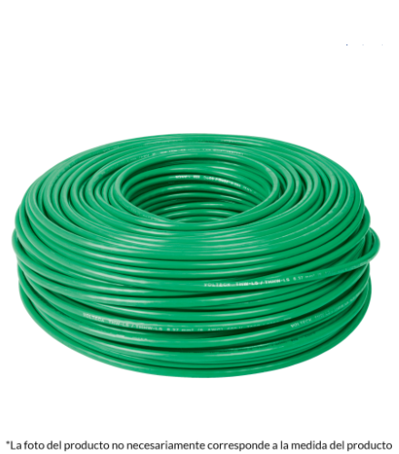 ROLLO DE 100 METROS DE CABLE THW CCA 10 AWG VERDE, BASIC 40211 N