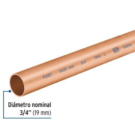 TUBO DE 3 M DE COBRE DE 3/4'' TIPO ''L'', FOSET