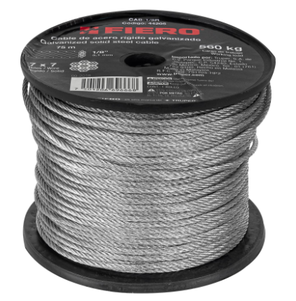 METRO DE CABLE FLEXIBLE 3/32'' DE ACERO 7 X 19HILOS, 75M 44214 N