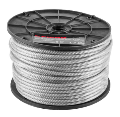 METRO DE CABLE RÌGIDO 1/8'' ACERO 7X7 RECUBIERTO PVC, 75M 44219 P
