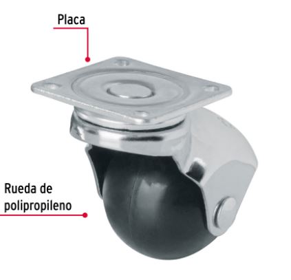 RODAJA ESFÉRICA, 40MM CON PLACA, FIERO 44390 *