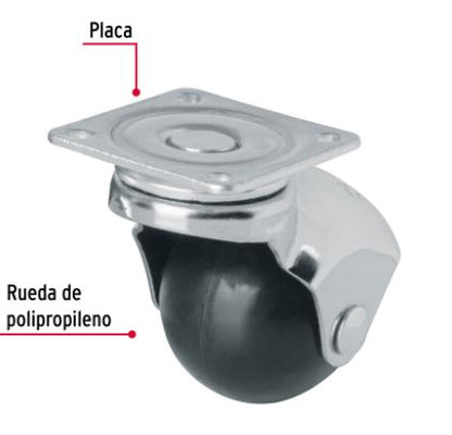 RODAJA ESFÉRICA, 40MM CON PLACA, FIERO 44390 *