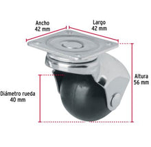 Cargar imagen en el visor de la galería, RODAJA ESFÉRICA, 40MM CON PLACA, FIERO 44390 *
