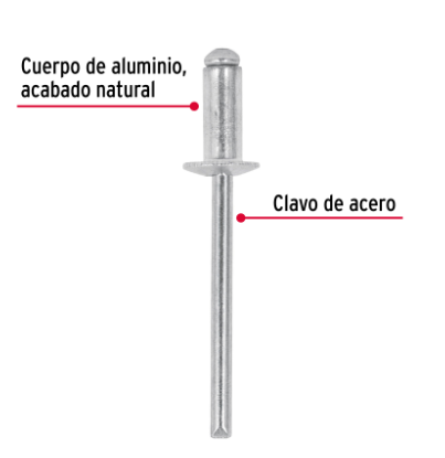 BOLSA CON 50 REMACHES 5/32'' X 1/4'' DE ALUMINIO, ALA 5/16'' 44525 *