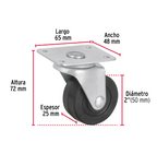 RODAJA HULE 2'', PLACA GIRATORIA CON BALERO, CARGA 40KG 48605 *