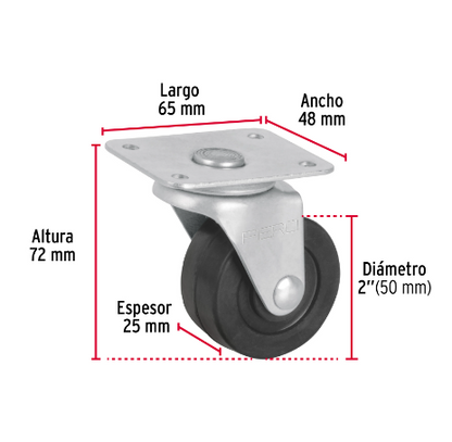 RODAJA HULE 2'', PLACA GIRATORIA CON BALERO, CARGA 40KG 48605 *
