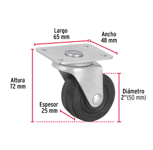RODAJA HULE 2'', PLACA GIRATORIA CON BALERO, CARGA 40KG 48605 *