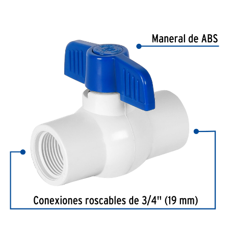 VALVULA ESFERA DE PVC 3/4'', ROSCABLE, FOSET 49151 N