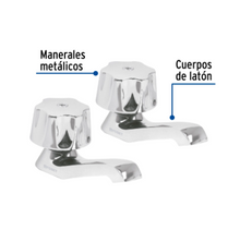 Cargar imagen en el visor de la galería, JUEGO DE 2 LLAVES INDIVIDUALES PARA LAVABO, MANERALES METÀLICOS 49234 N
