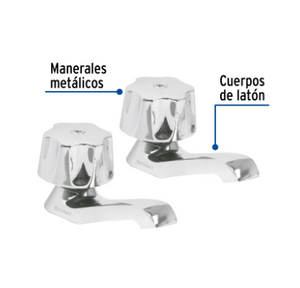 JUEGO DE 2 LLAVES INDIVIDUALES PARA LAVABO, MANERALES METÀLICOS 49234 N