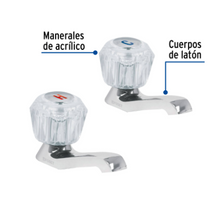 Cargar imagen en el visor de la galería, JUEGO 2 LLAVES PARA LAVABO, MANERALES ACRÌLICO 49235 N
