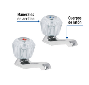 JUEGO 2 LLAVES PARA LAVABO, MANERALES ACRÌLICO 49235 N