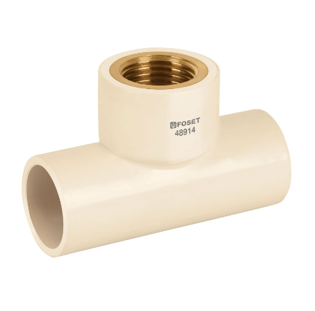 TEE ROSCA CENTRAL HEMBRA CPVC 1/2'' INSERTO LATÓN, FOSET 48914 N