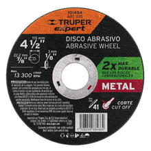 Cargar imagen en el visor de la galería, DISCO PARA CORTE DE METAL 4-1/2&#39;&#39; TIPO 41, TRUPER EXPERT 101454 *
