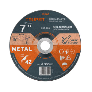 DISCO TIPO 42 DE 7" X 3.2 MM PARA CORTE DE METAL, TRUPER 10666	P