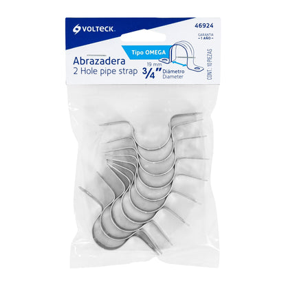 BOLSA CON 10 ABRAZADERAS TIPO OMEGA 3/4'', VOLTECK 46924 *
