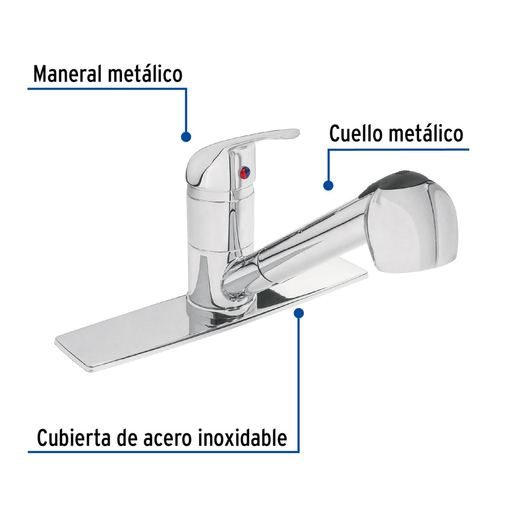 MONOMANDO FREGADERO CROMO, CUELLO EXTRAÌBLE, AQUA 49685 P