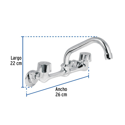 MEZCLADORA INOX 8' PARA FREGADERO, CONEXIONES DE PARED,FOSET 49447 P