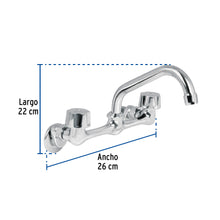 Cargar imagen en el visor de la galería, MEZCLADORA INOX 8&#39; PARA FREGADERO, CONEXIONES DE PARED,FOSET 49447 P
