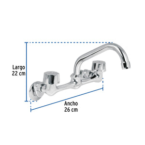MEZCLADORA INOX 8' PARA FREGADERO, CONEXIONES DE PARED,FOSET 49447 P