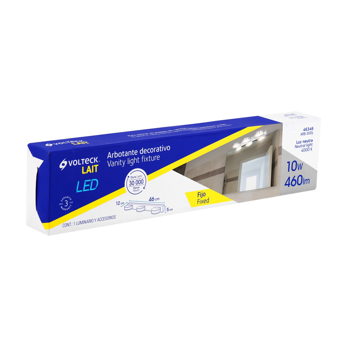 ARBOTANTE DECORATIVO DE LED 10 W CON 3 SPOTS PARA BAÑO 46346 N
