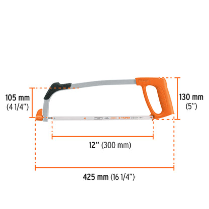 Arco 12" profesional tubular de acero para segueta, TRUPER 10234