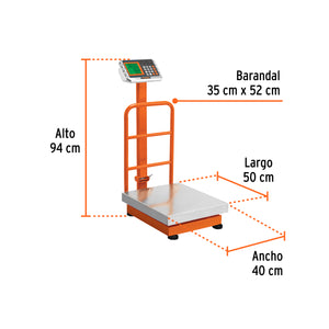 BÁSCULA ELECTRÓNICA DE PLATAFORMA, 200 KG, INOXIDABLE TRUPER 103771 *