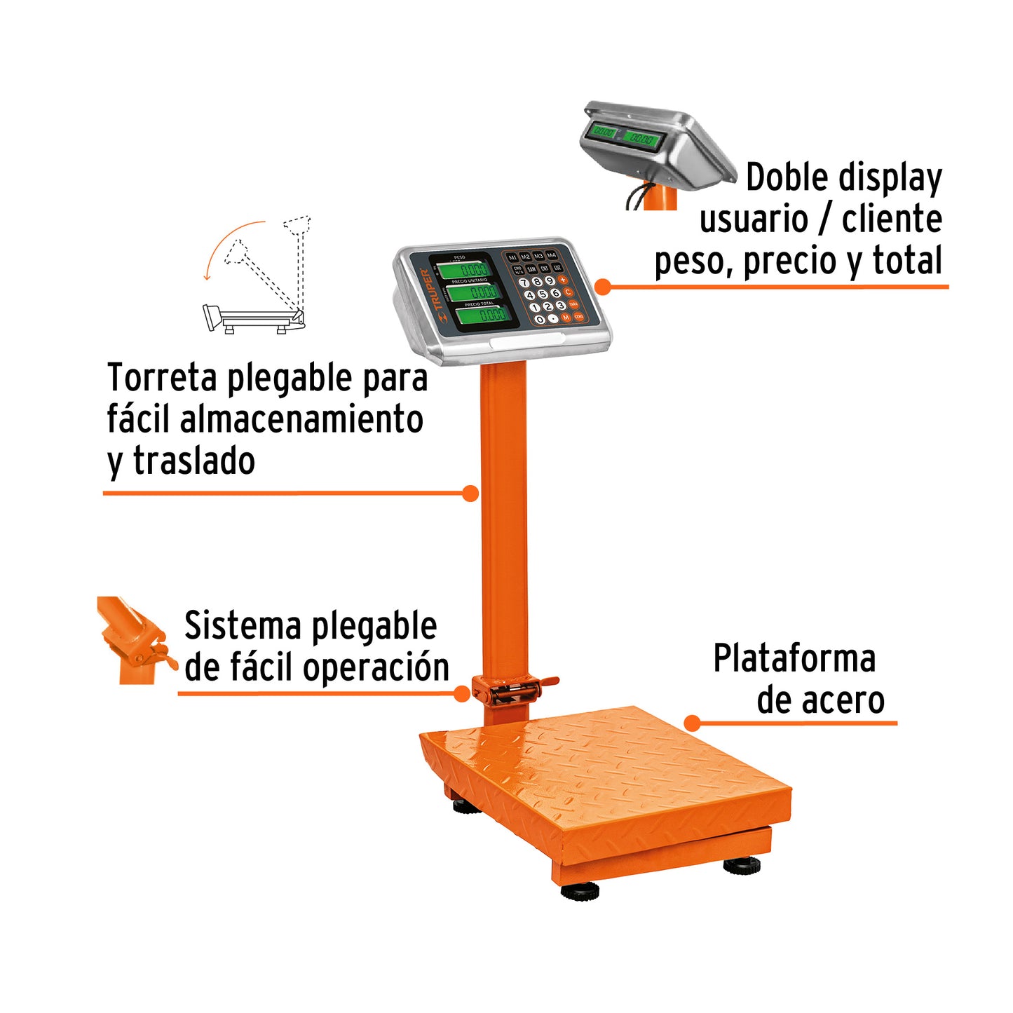 BÁSCULA DE PLATAFORMA, MOSTRADOR, 80 KG 103112 *