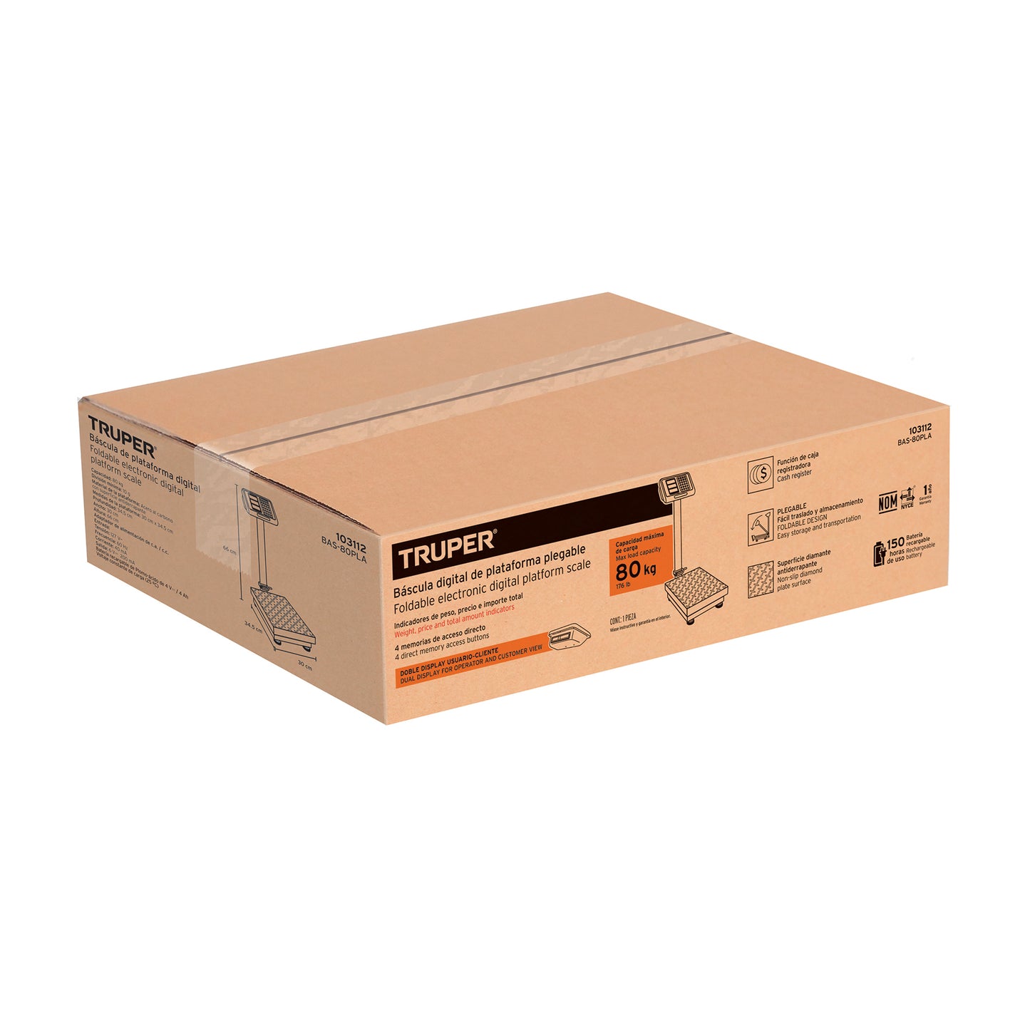 BÁSCULA DE PLATAFORMA, MOSTRADOR, 80 KG 103112 *