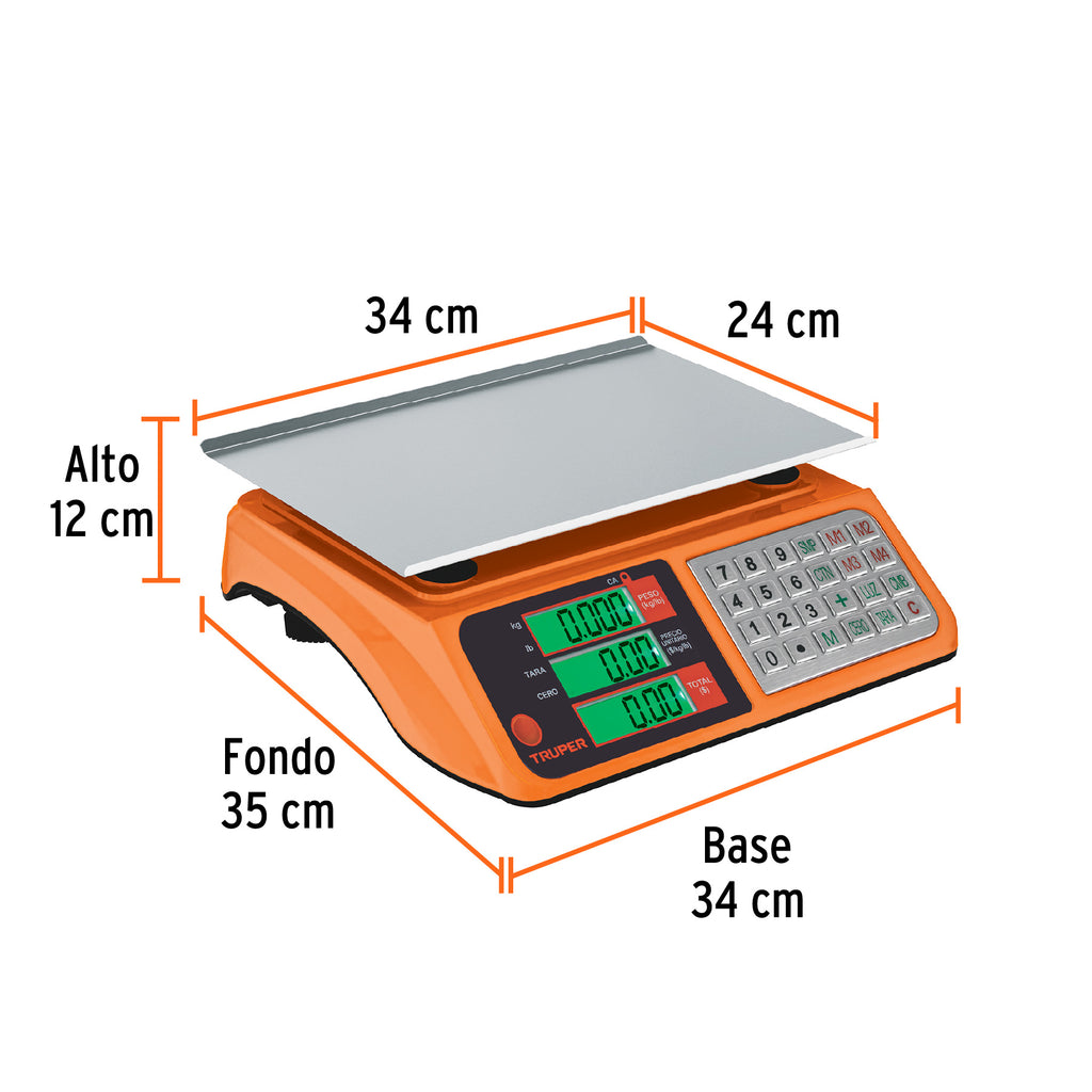 BÀSCULA ELECTRÒNICA MULTIFUNCIONES 40KG USB, TRUPER 103131 *