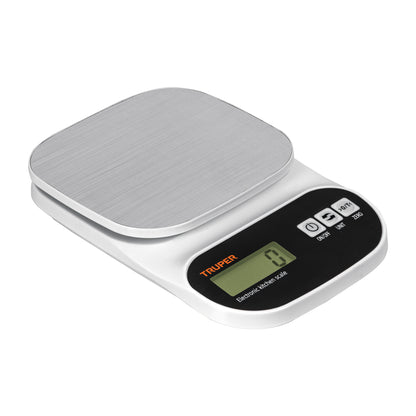 BÀSCULA DIGITAL PARA COCINA, PLATO DE ACERO INOX, 5KG, TRUPER 103116 *