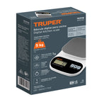 BÀSCULA DIGITAL PARA COCINA, PLATO DE ACERO INOX, 5KG, TRUPER 103116 *